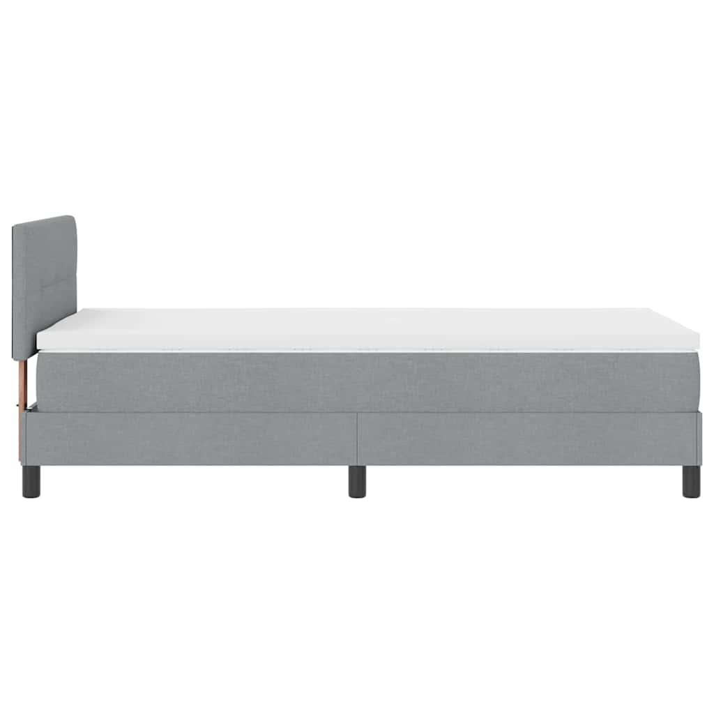 Lit à ressorts avec tête de lit Gris clair 100 x 200 cm tissu