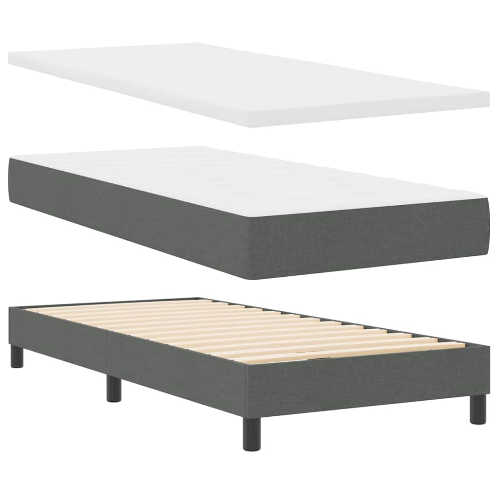 Lit à ressorts avec matelas Gris foncé 100 x 200 cm tissu - XIOS
