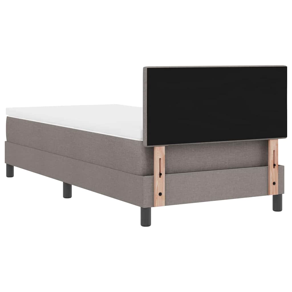 Lit à ressorts avec tête de lit Taupe 100 x 200 cm tissu