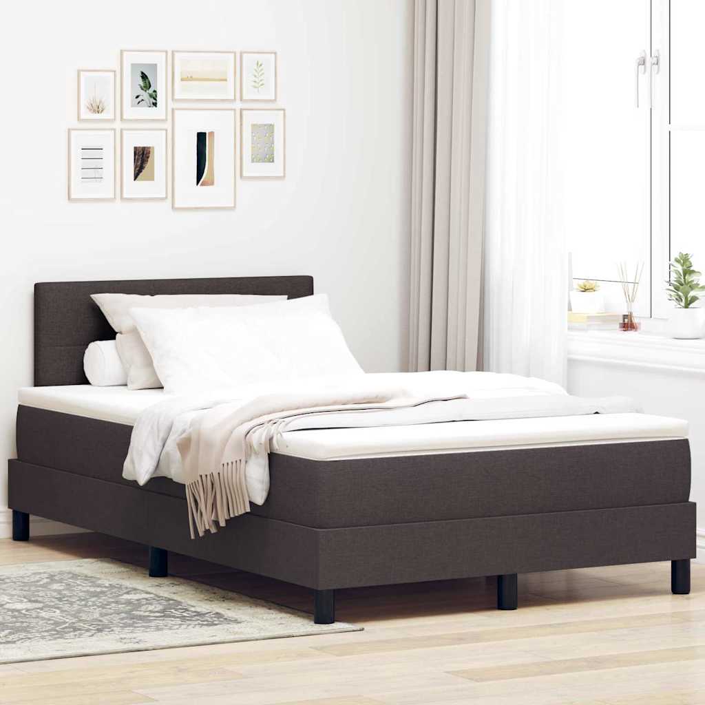 Lit boxspring avec matelas Marron foncé 120 x 200 cm tissu - XIOS