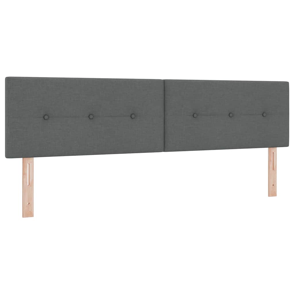 Lit à ressorts avec tête de lit Gris foncé 180 x 200 cm tissu