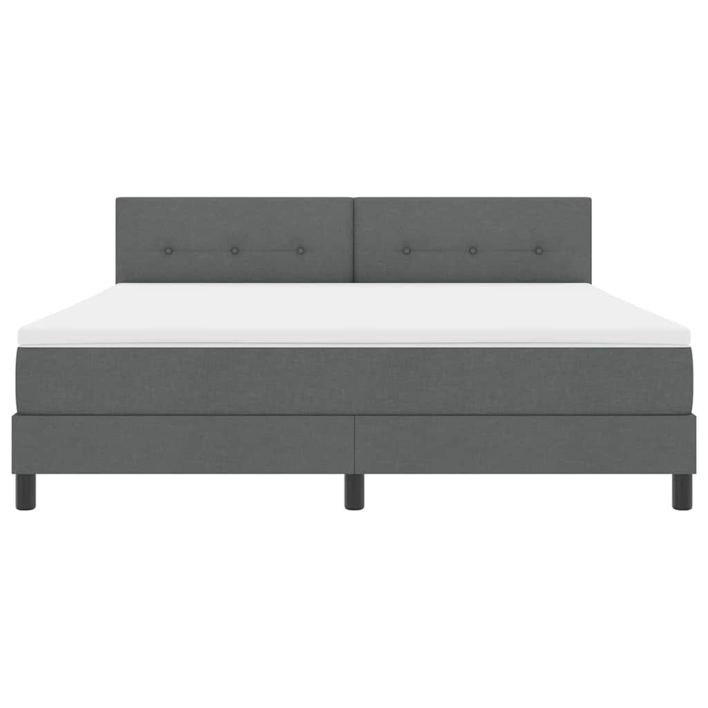 Lit à ressorts avec tête de lit Gris foncé 180 x 200 cm tissu