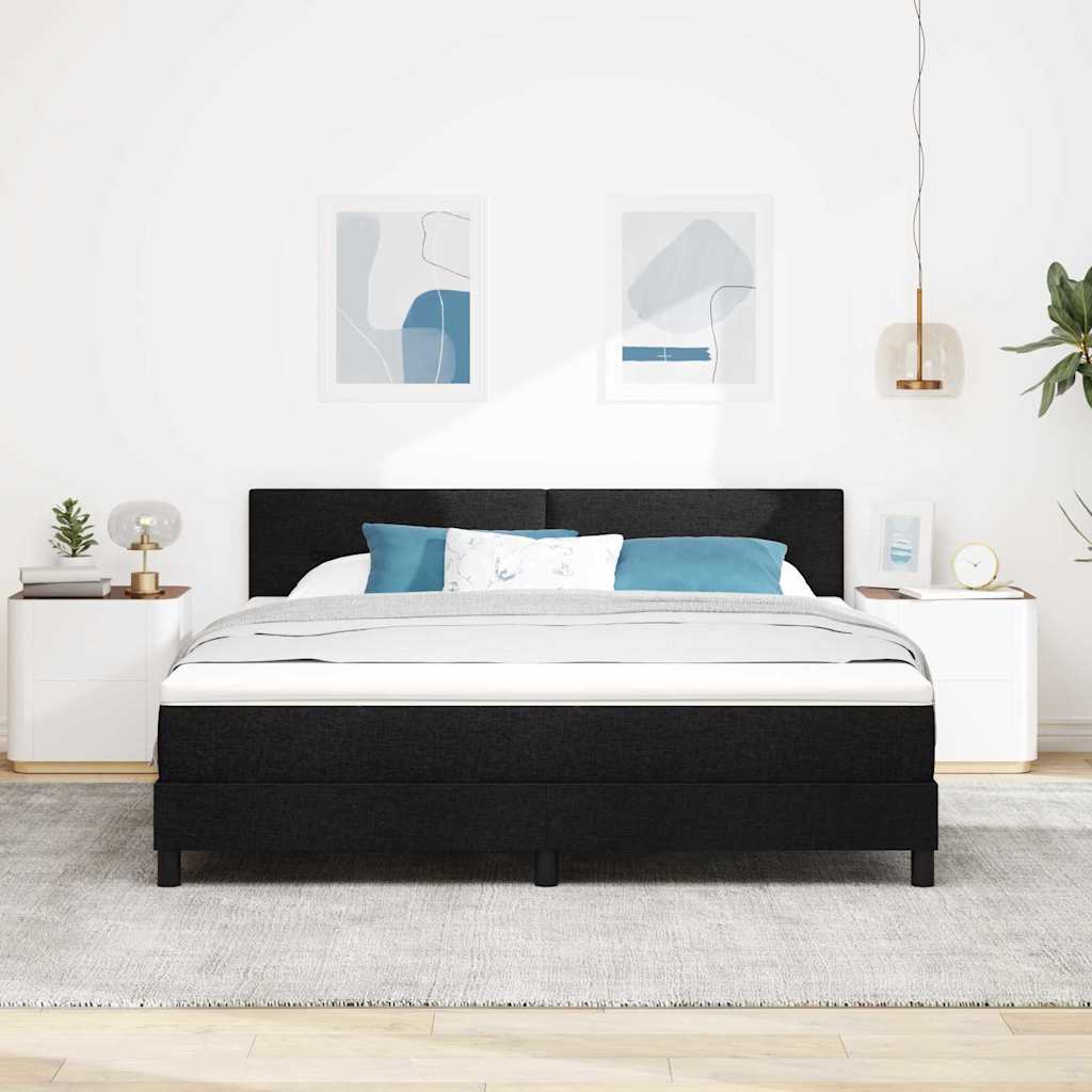 Lit à ressorts avec tête de lit Noir 180 x 200 cm tissu - XIOS