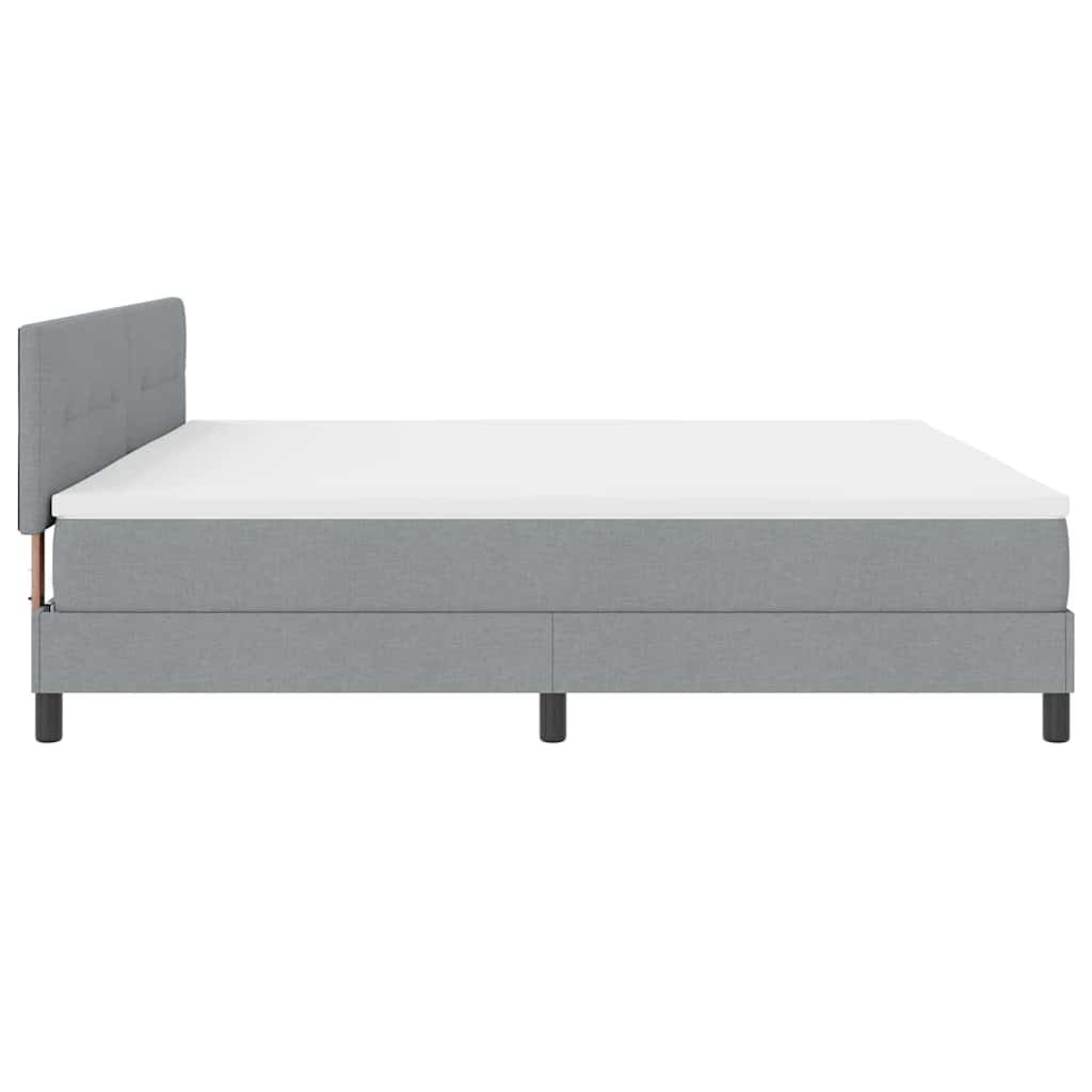 Lit à ressorts avec tête de lit Gris clair 200 x 200 cm tissu