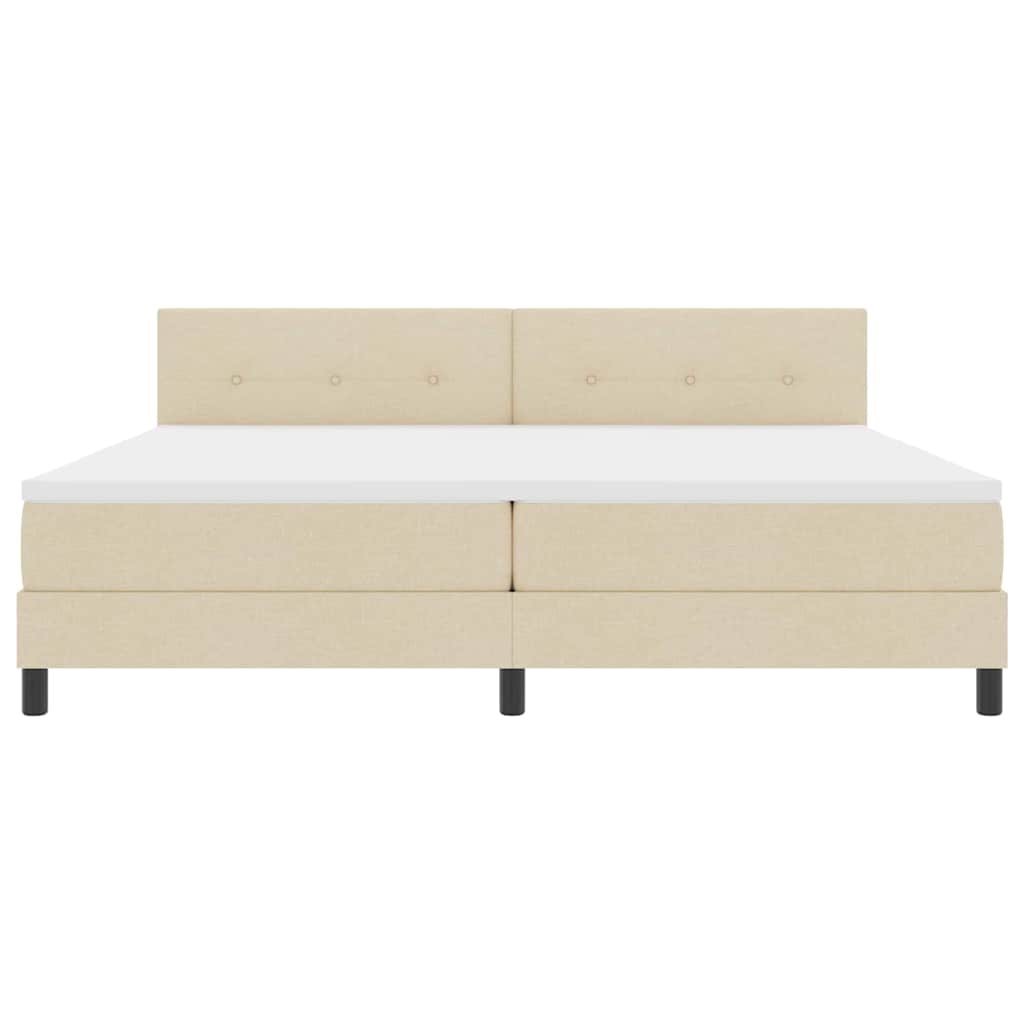 Lit à ressorts avec tête de lit Crème 200 x 200 cm tissu