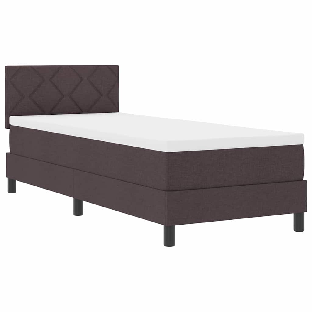 Lit à ressorts avec tête de lit Marron foncé 80 x 200 cm tissu - XIOS