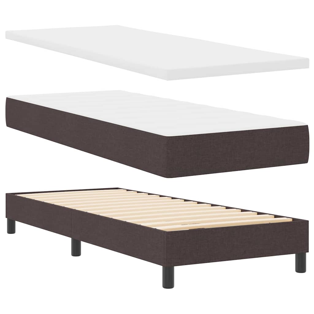 Lit à ressorts avec tête de lit Marron foncé 80 x 200 cm tissu - XIOS