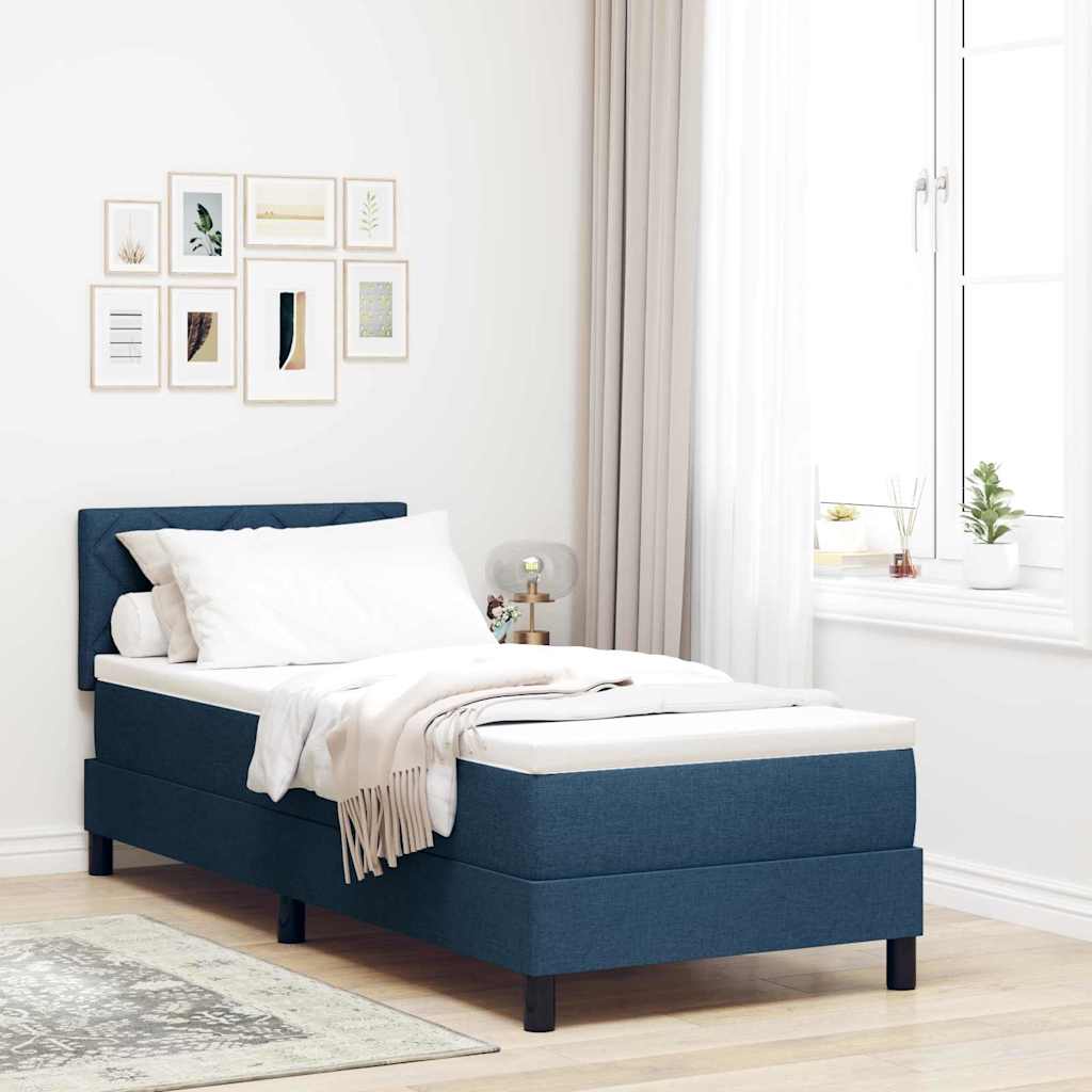 Lit à ressorts avec matelas Bleu 80 x 200 cm tissu - XIOS