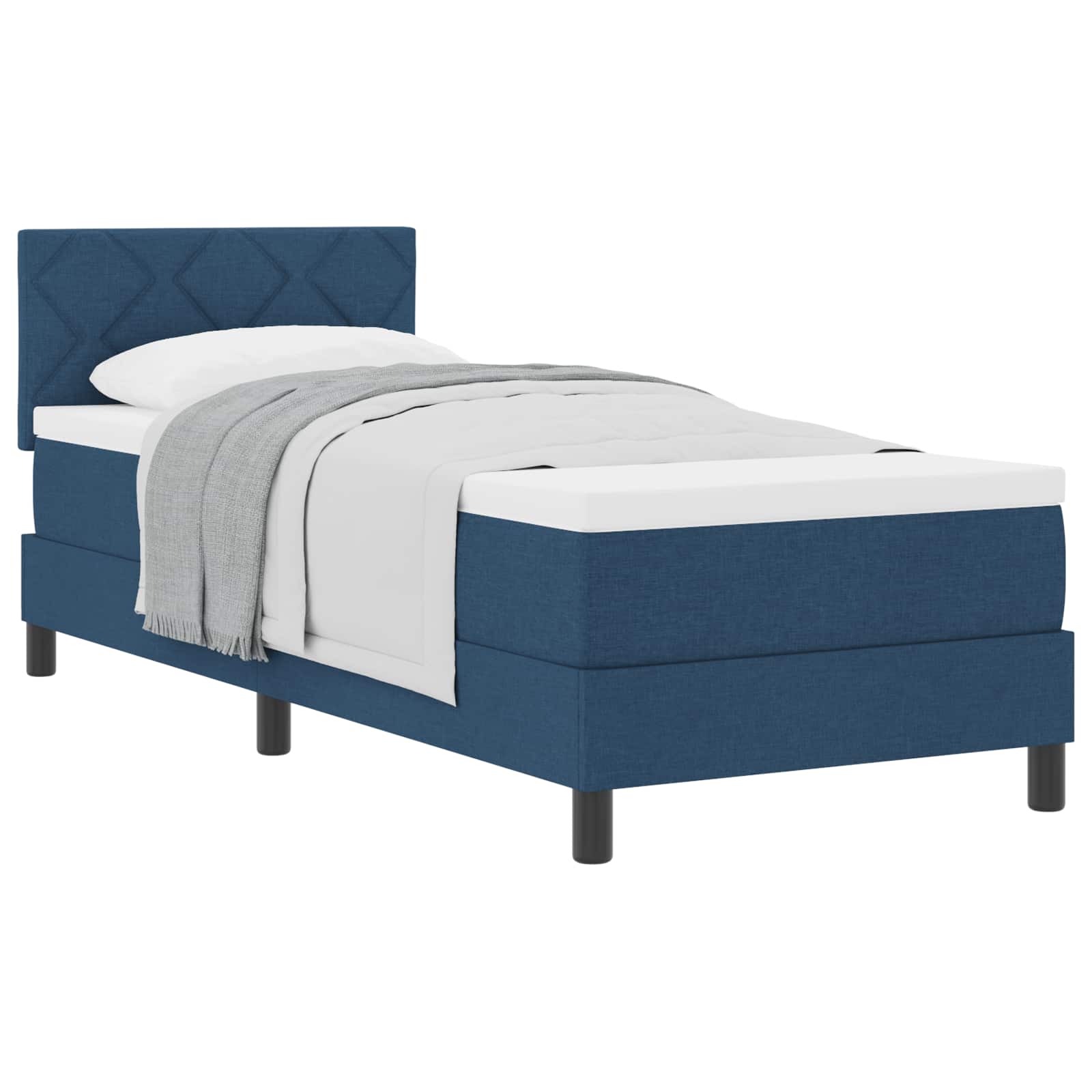 Lit à ressorts avec matelas Bleu 80 x 200 cm tissu - XIOS