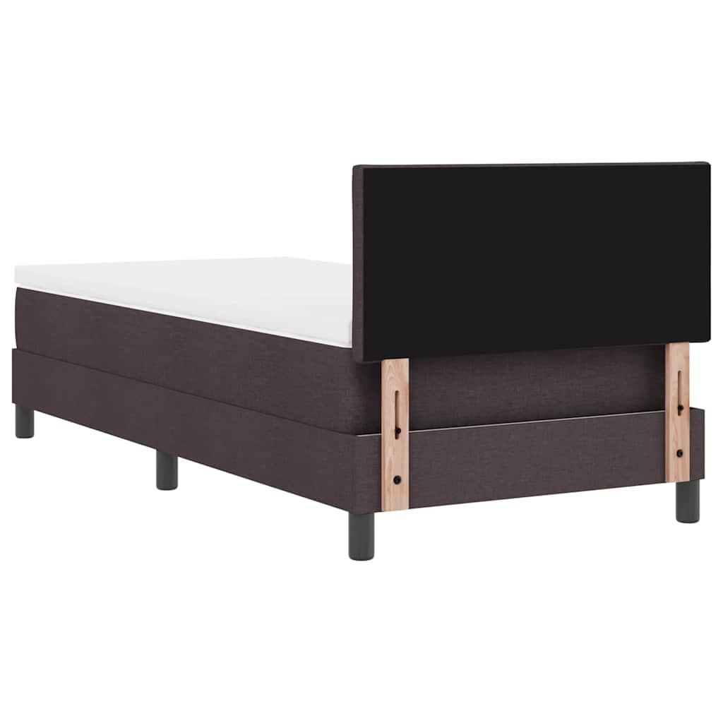 Lit à ressorts avec tête de lit Marron foncé 90 x 190 cm tissu - XIOS