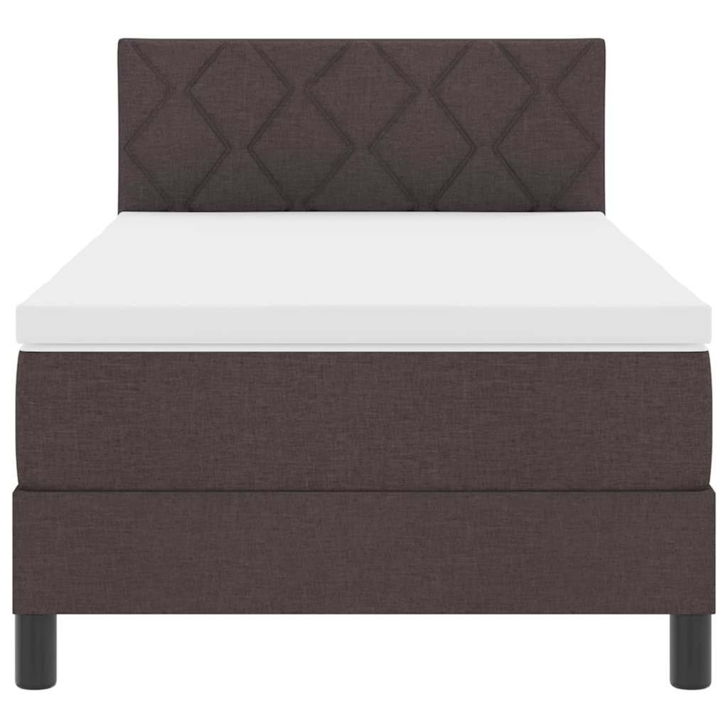 Lit à ressorts avec tête de lit Marron foncé 90 x 190 cm tissu - XIOS