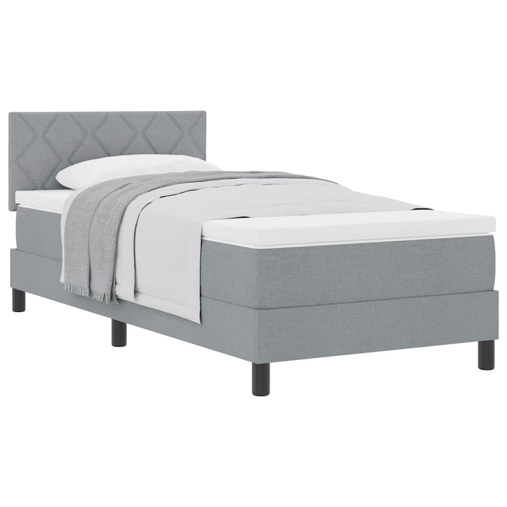 Lit à ressorts avec matelas Gris clair 90 x 200 cm tissu - XIOS