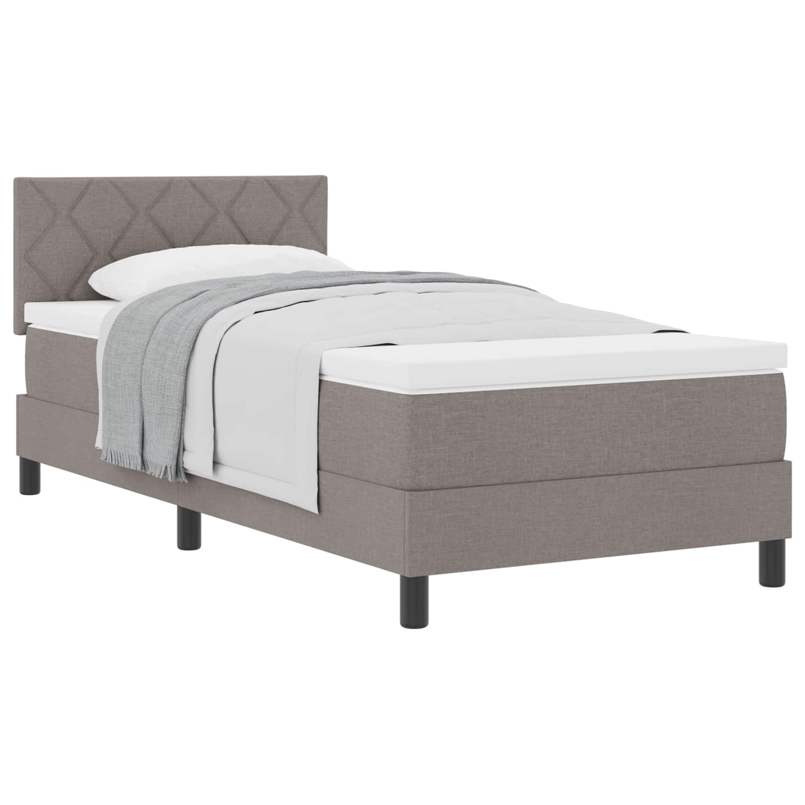Lit à ressorts avec tête de lit Taupe 90 x 200 cm tissu - XIOS