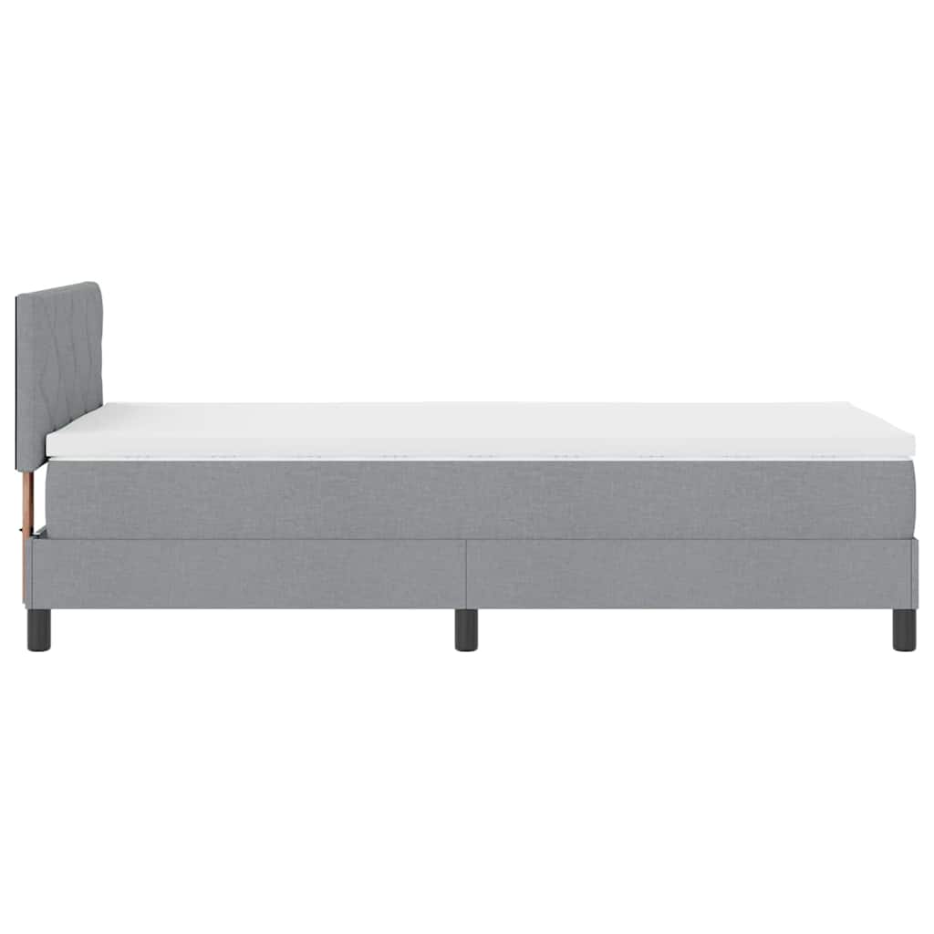 Lit à ressorts avec tête de lit Gris clair 100 x 200 cm tissu