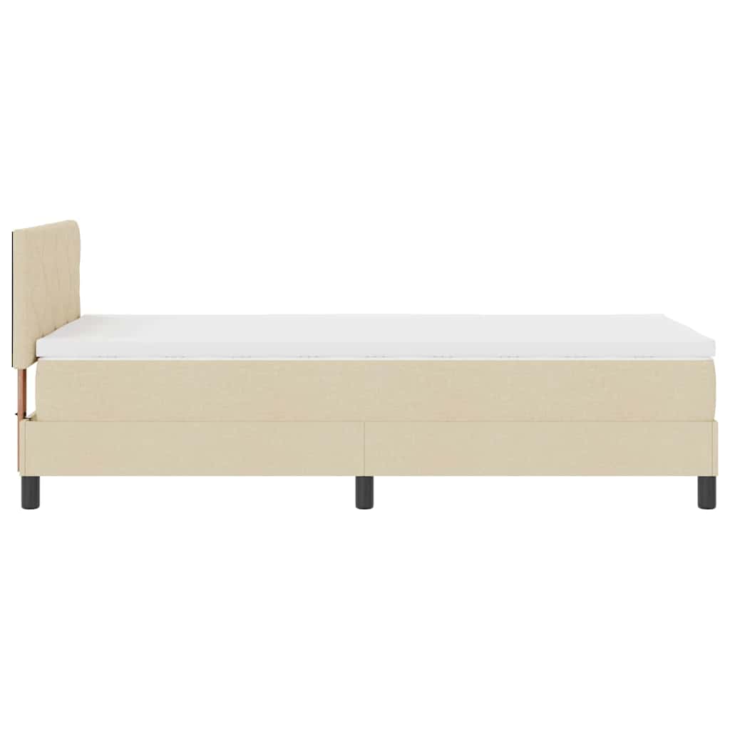 Lit à ressorts avec tête de lit Crème 100 x 200 cm tissu