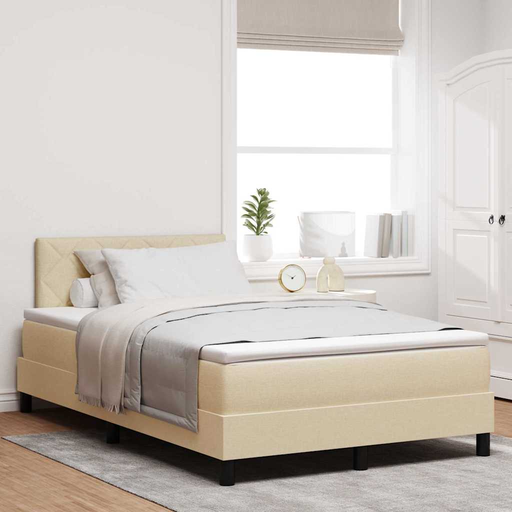 Lit à ressorts avec coussin Crème 120 x 190 cm tissu