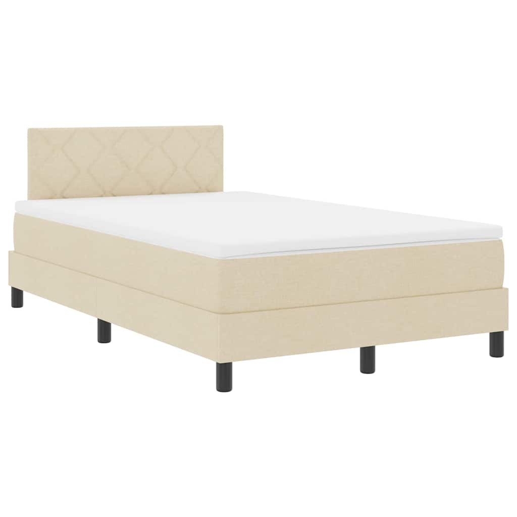 Lit à ressorts avec coussin Crème 120 x 190 cm tissu