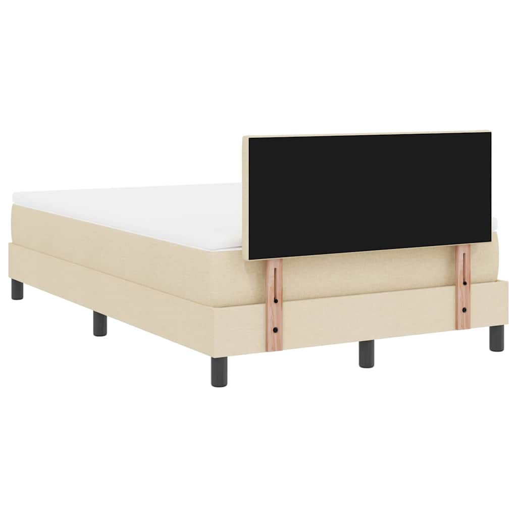 Lit à ressorts avec coussin Crème 120 x 190 cm tissu