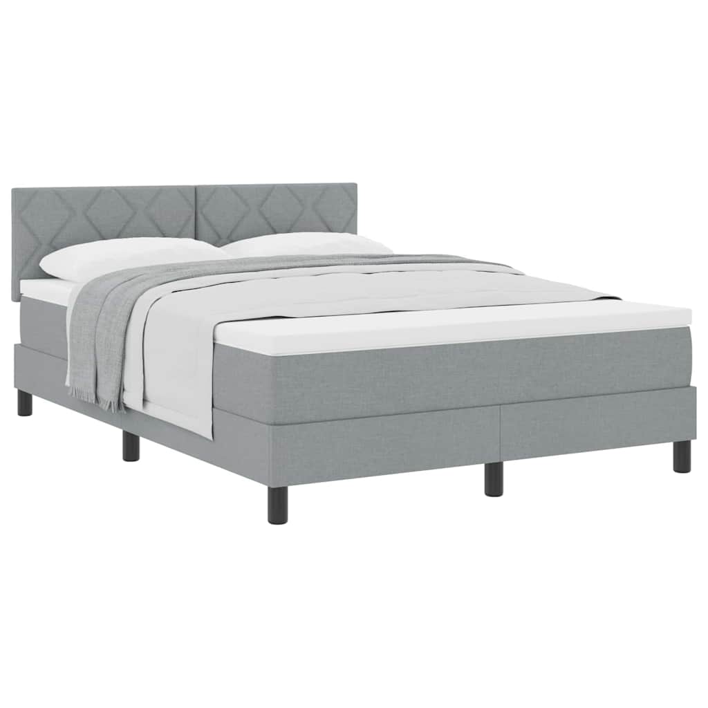 Lit boxspring avec matelas Gris clair 140 x 190 cm tissu - XIOS