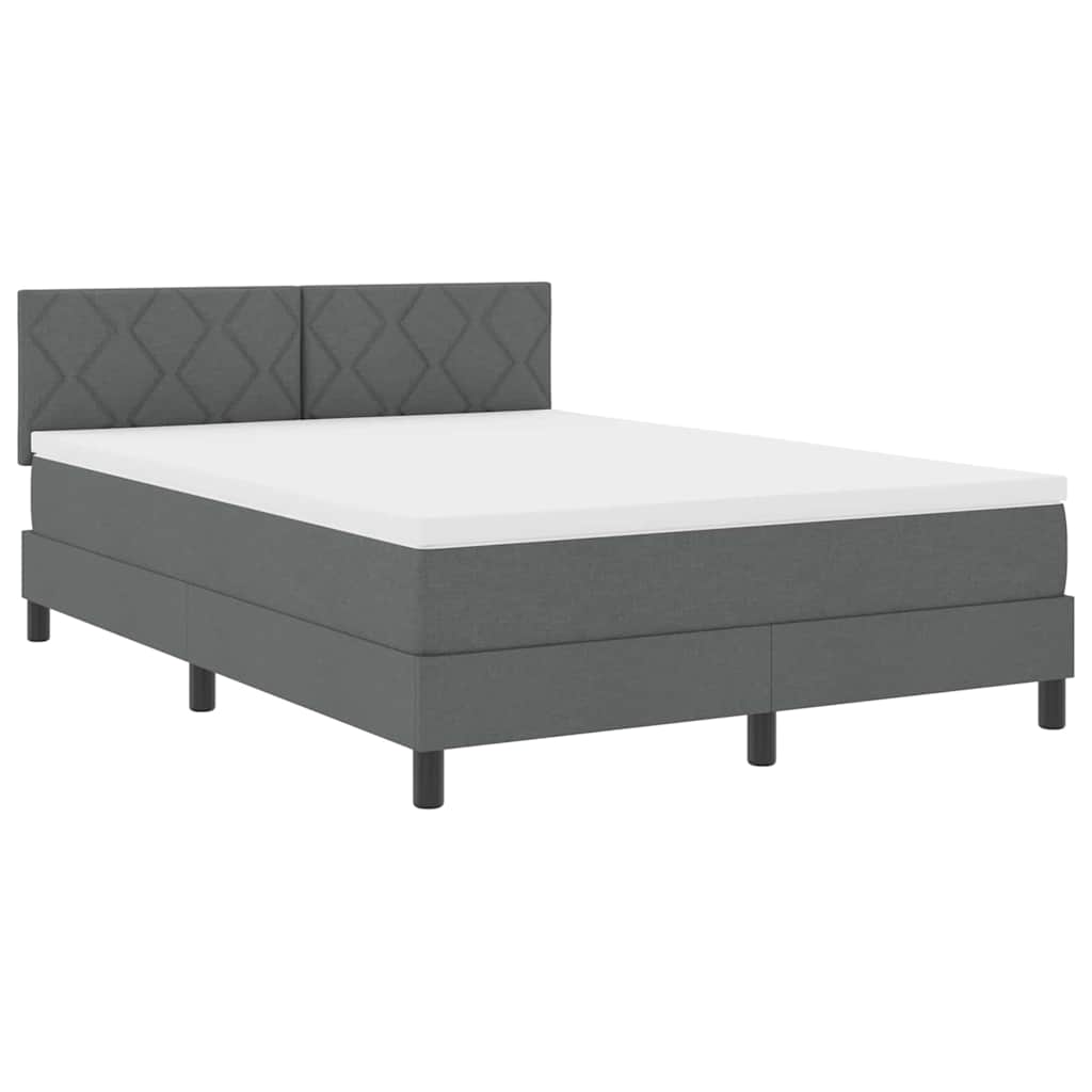 Lit boxspring avec matelas Gris foncé 140 x 190 cm tissu - XIOS