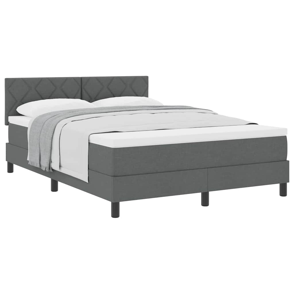Lit boxspring avec matelas Gris foncé 140 x 190 cm tissu - XIOS