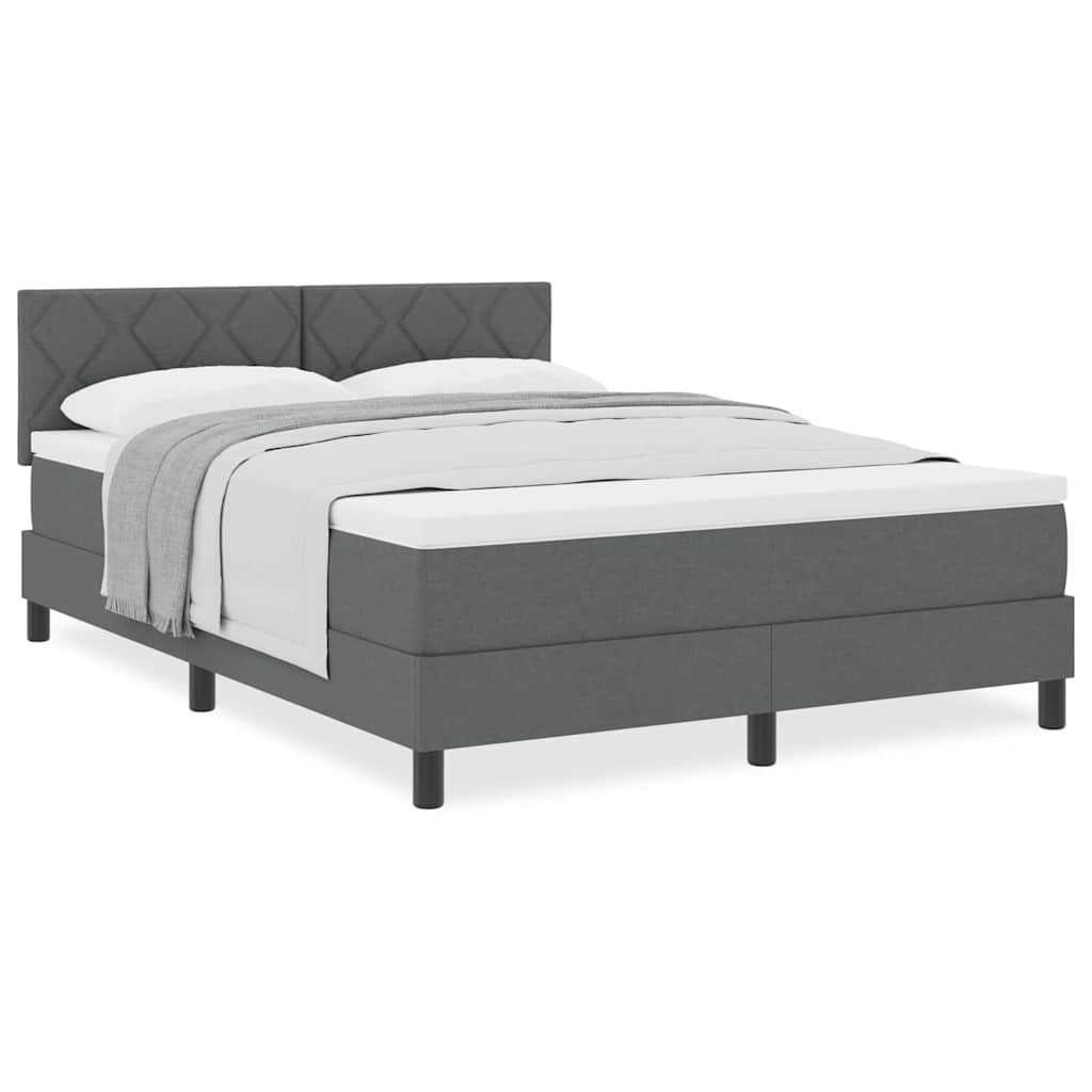 Lit boxspring avec matelas Gris foncé 140 x 190 cm tissu - XIOS