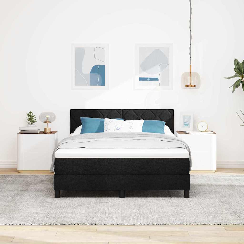 Lit boxspring avec matelas avec matelas Noir 140 x 190 cm tissu - XIOS