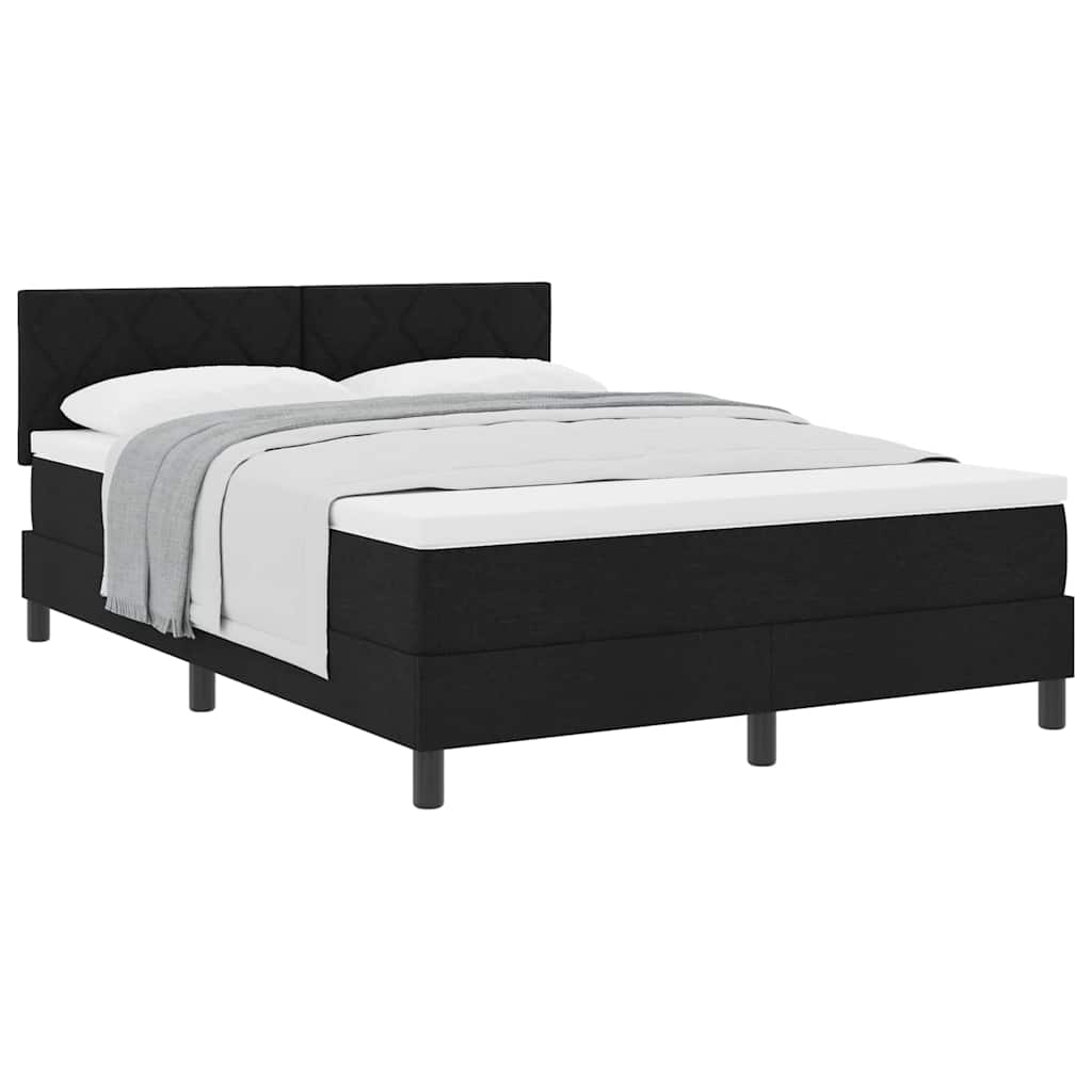 Lit boxspring avec matelas avec matelas Noir 140 x 190 cm tissu - XIOS