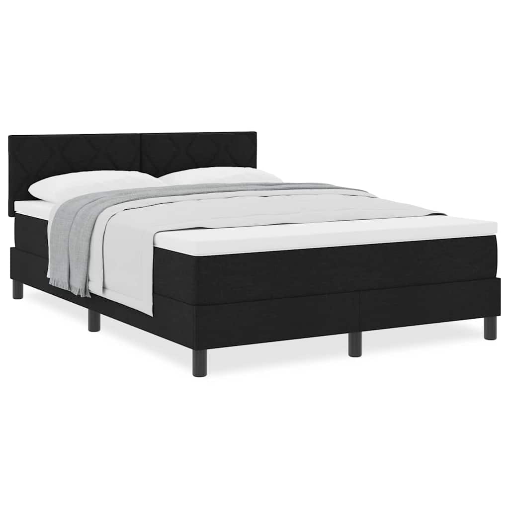 Lit boxspring avec matelas avec matelas Noir 140 x 190 cm tissu - XIOS