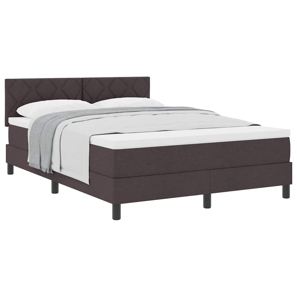 Lit boxspring avec matelas Marron foncé 140 x 190 cm tissu - XIOS