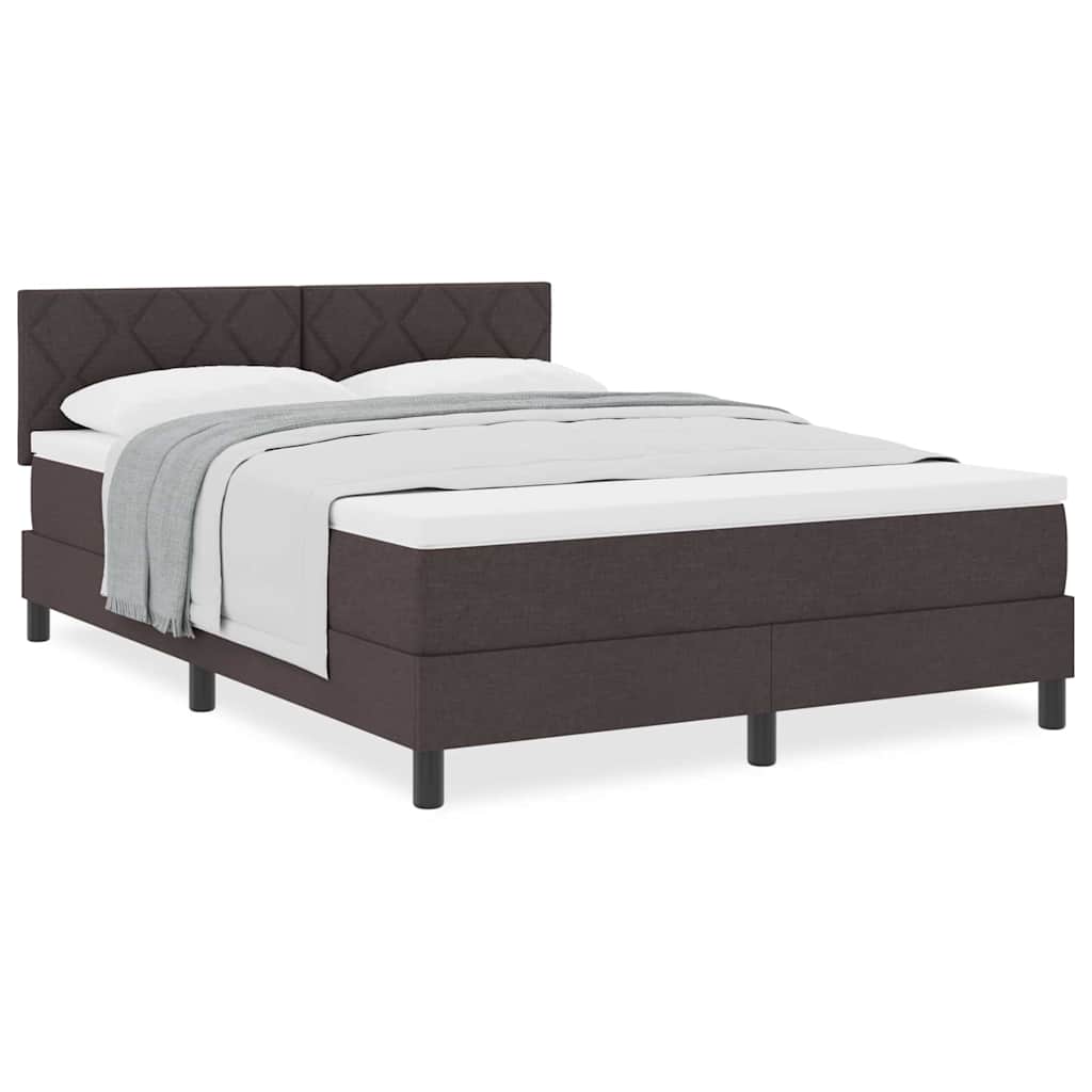 Lit boxspring avec matelas Marron foncé 140 x 190 cm tissu - XIOS