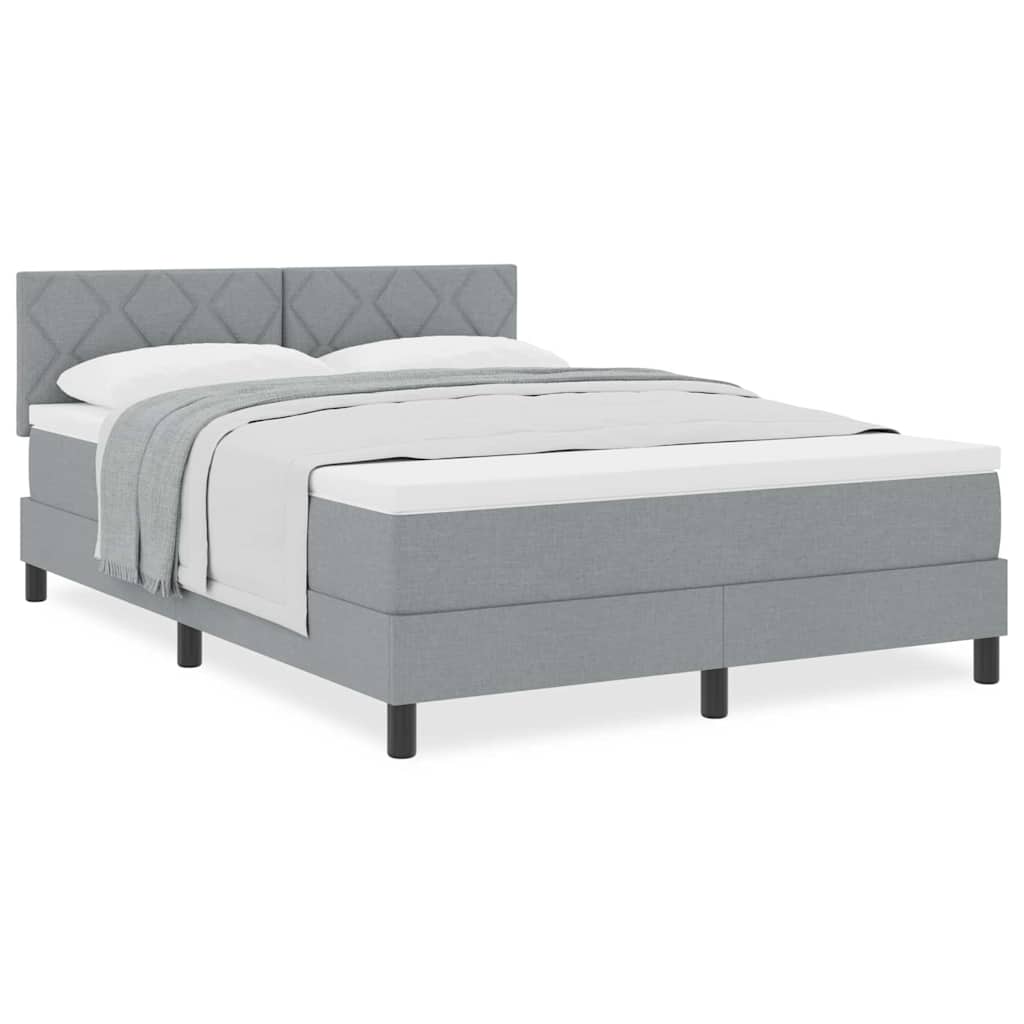 Lit boxspring avec matelas Gris clair 140 x 200 cm tissu - XIOS