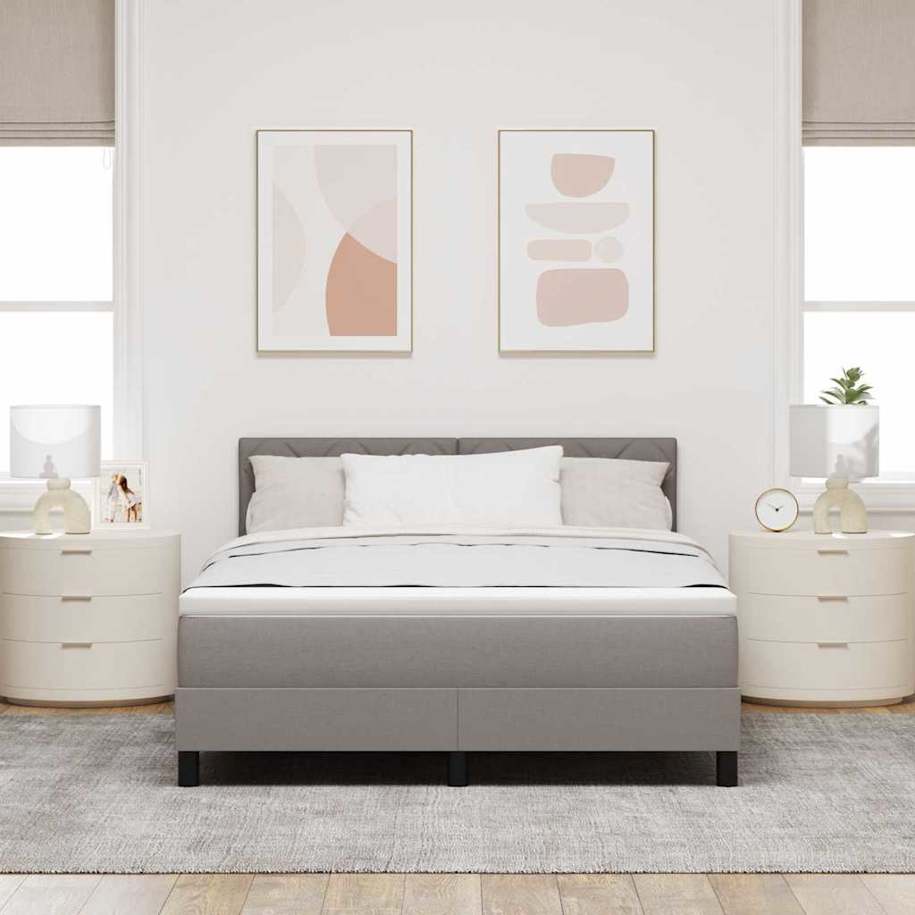 Lit à ressorts avec tête de lit Taupe 140 x 200 cm tissu