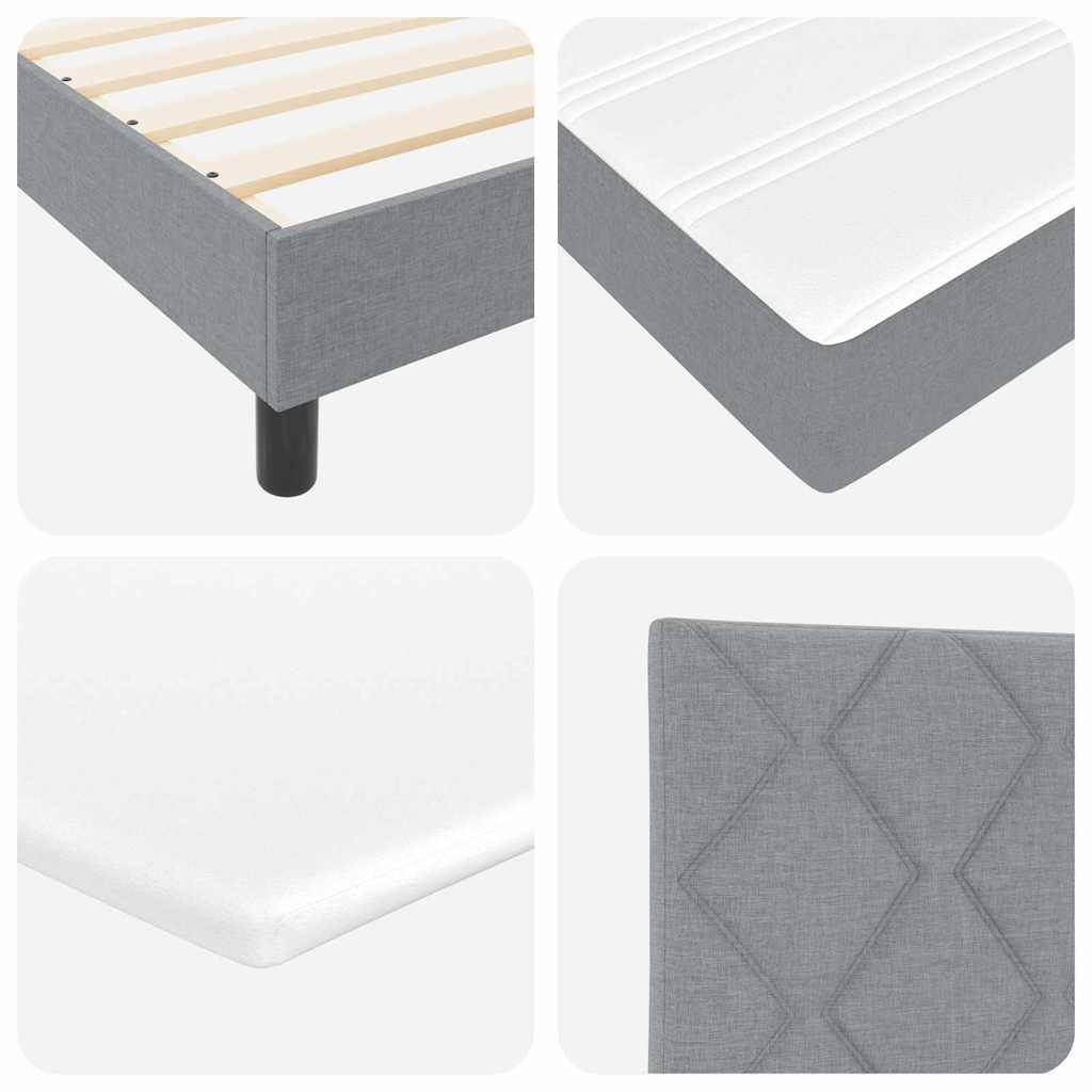 Lit à ressorts avec tête de lit Gris clair 180 x 200 cm tissu