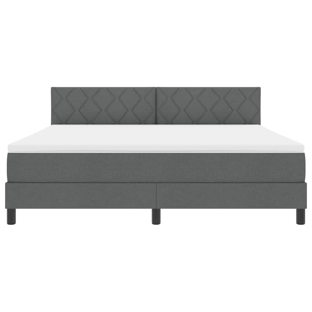 Lit à ressorts avec tête de lit Gris foncé 180 x 200 cm tissu