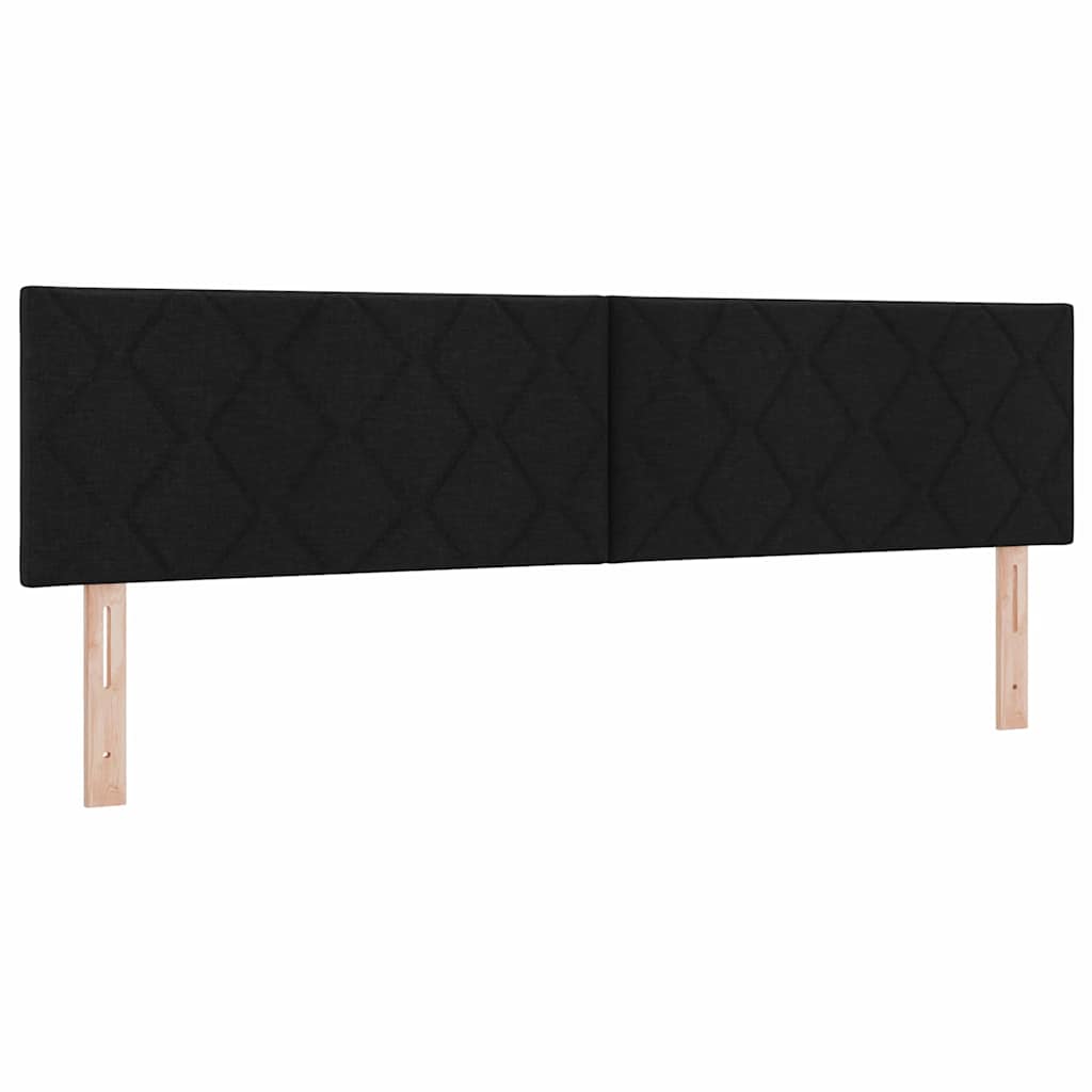 Lit à ressorts avec tête de lit Noir 180 x 200 cm tissu