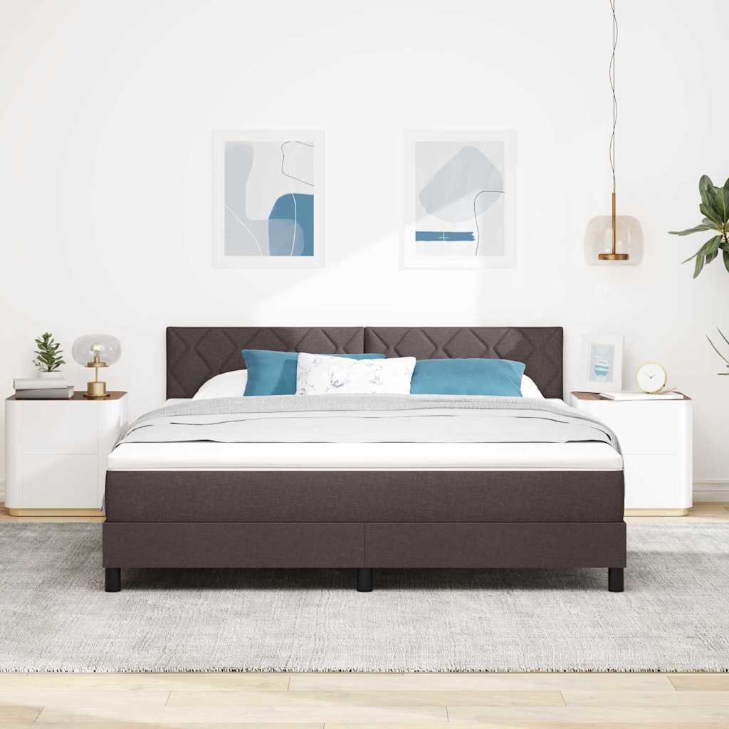 Lit à ressorts avec coussin Marron foncé 180 x 200 cm tissu