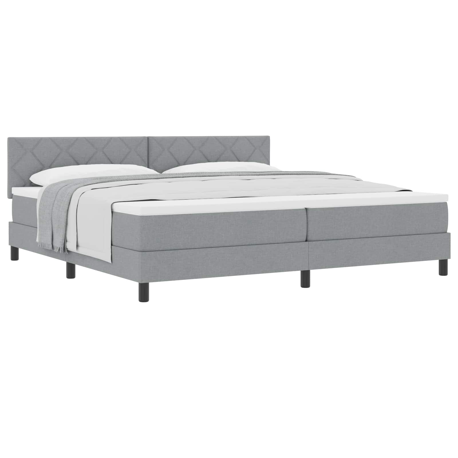 Lit à ressorts avec matelas Gris clair 200 x 200 cm tissu - XIOS