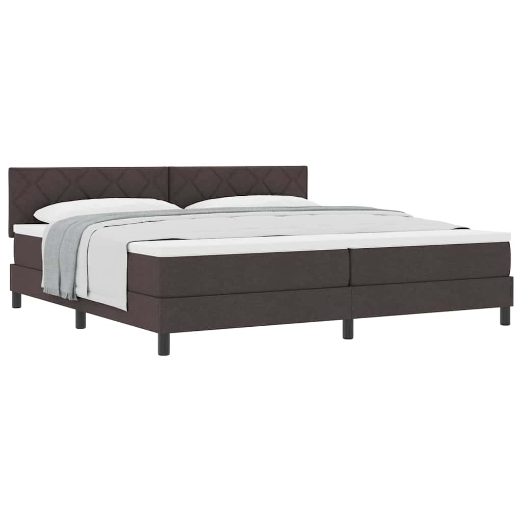 Lit boxspring avec matelas Marron foncé 200 x 200 cm tissu - XIOS