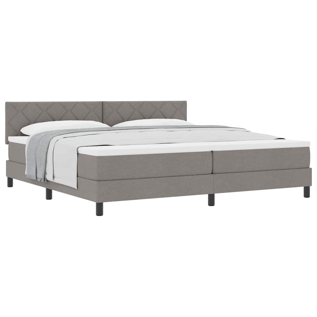 Lit boxspring avec matelas Taupe 200 x 200 cm tissu - XIOS