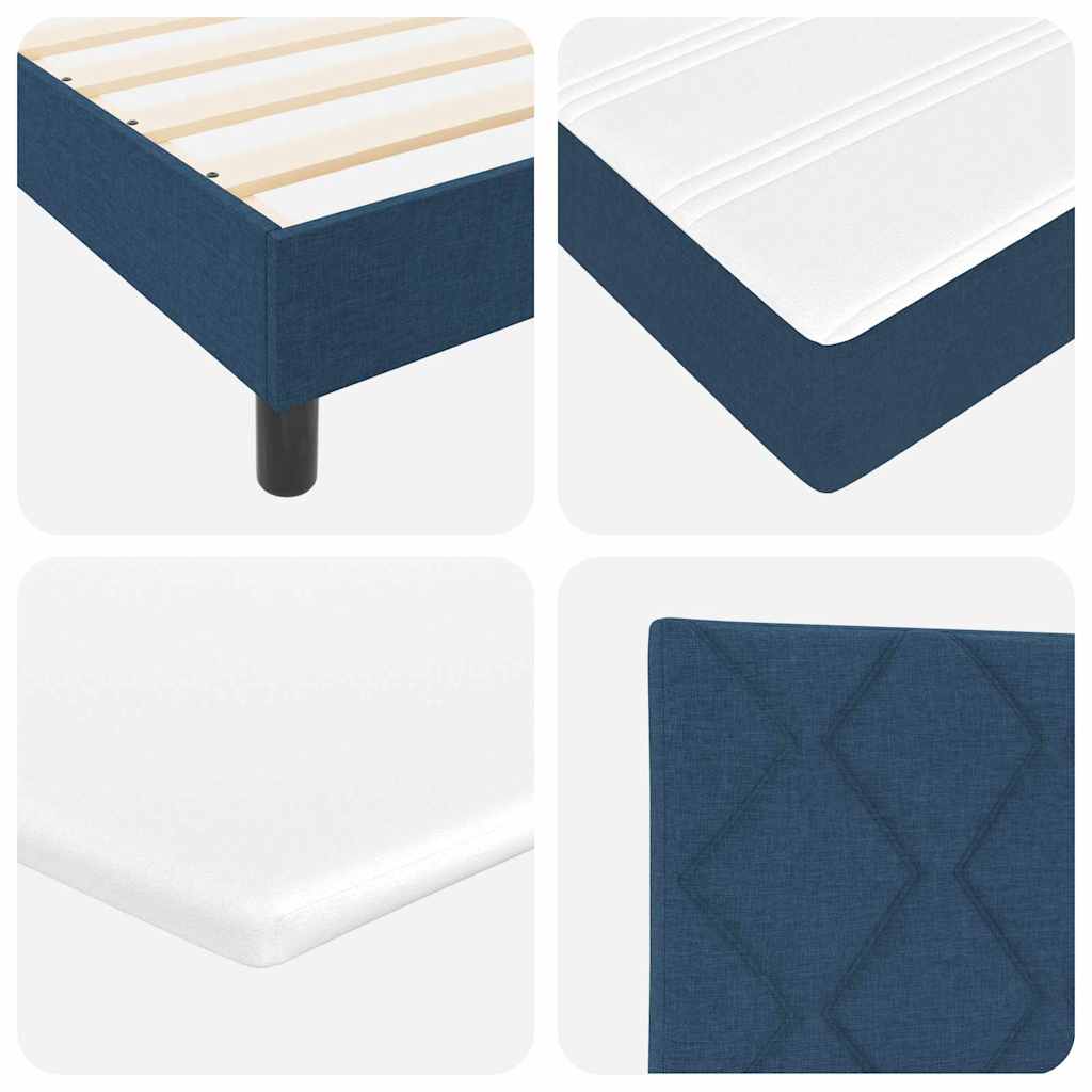 Lit boxspring avec matelas avec matelas Bleu 200 x 200 cm tissu - XIOS