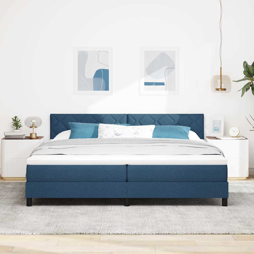 Lit boxspring avec matelas avec matelas Bleu 200 x 200 cm tissu - XIOS
