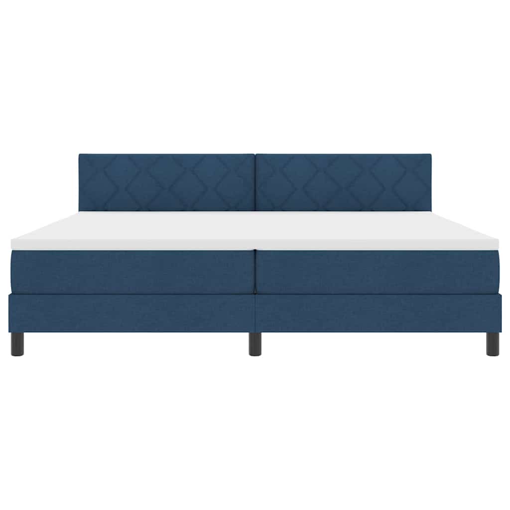 Lit boxspring avec matelas avec matelas Bleu 200 x 200 cm tissu - XIOS