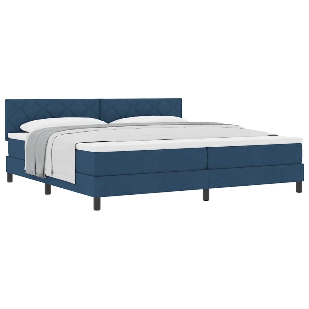 Lit boxspring avec matelas avec matelas Bleu 200 x 200 cm tissu - XIOS