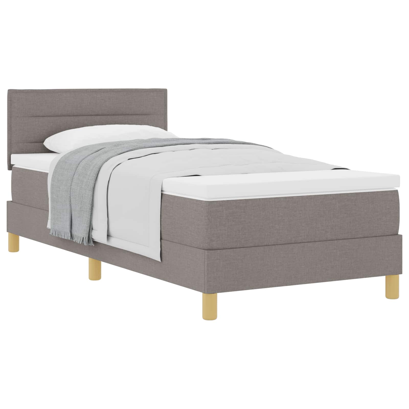 Lit à ressorts avec coussin Taupe 80 x 200 cm tissu - XIOS