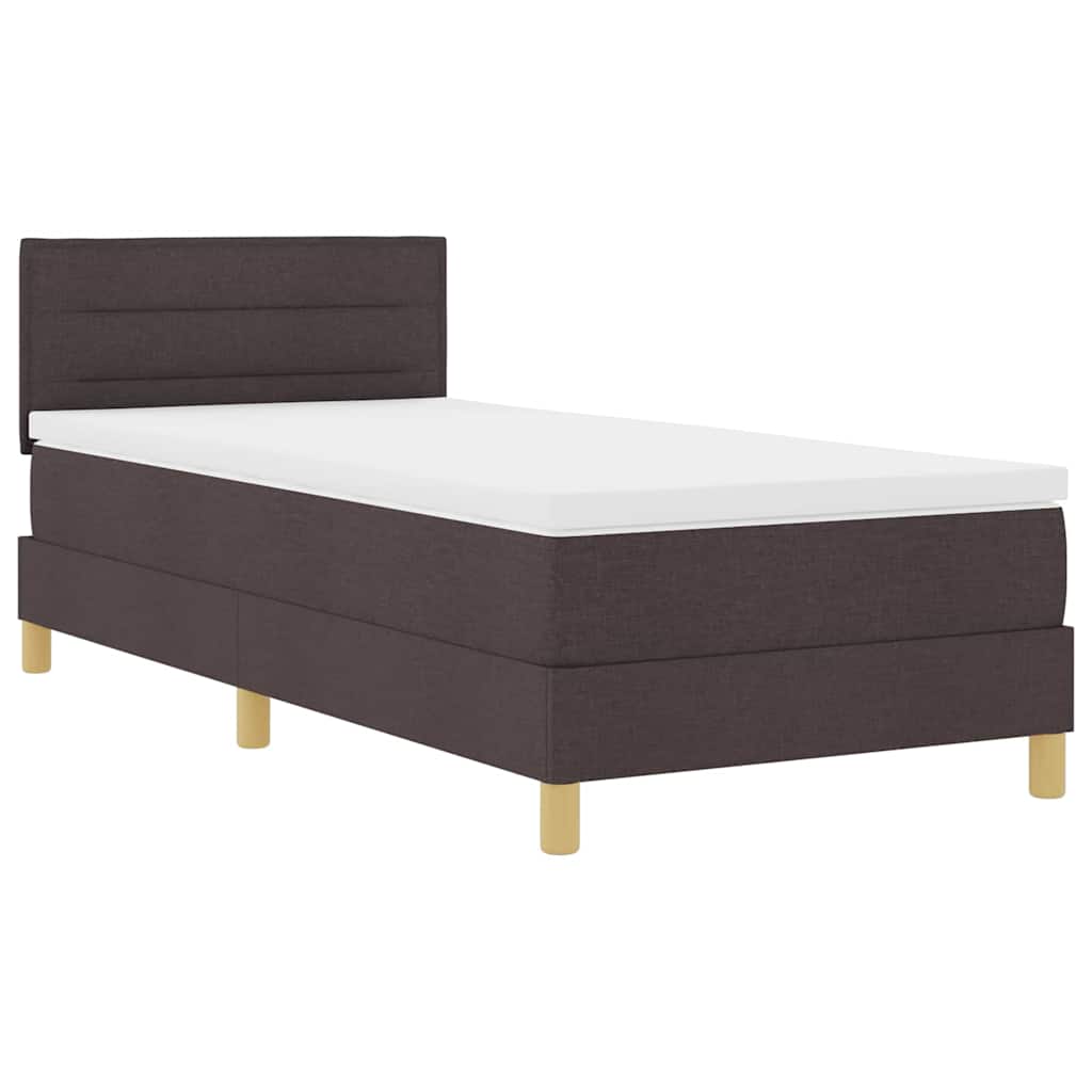 Lit à ressorts avec coussin Marron foncé 90 x 190 cm tissu - XIOS