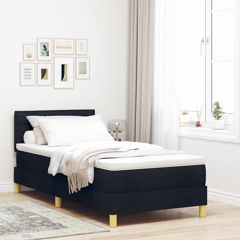 Lit à ressorts avec coussin Noir 90 x 200 cm tissu - XIOS
