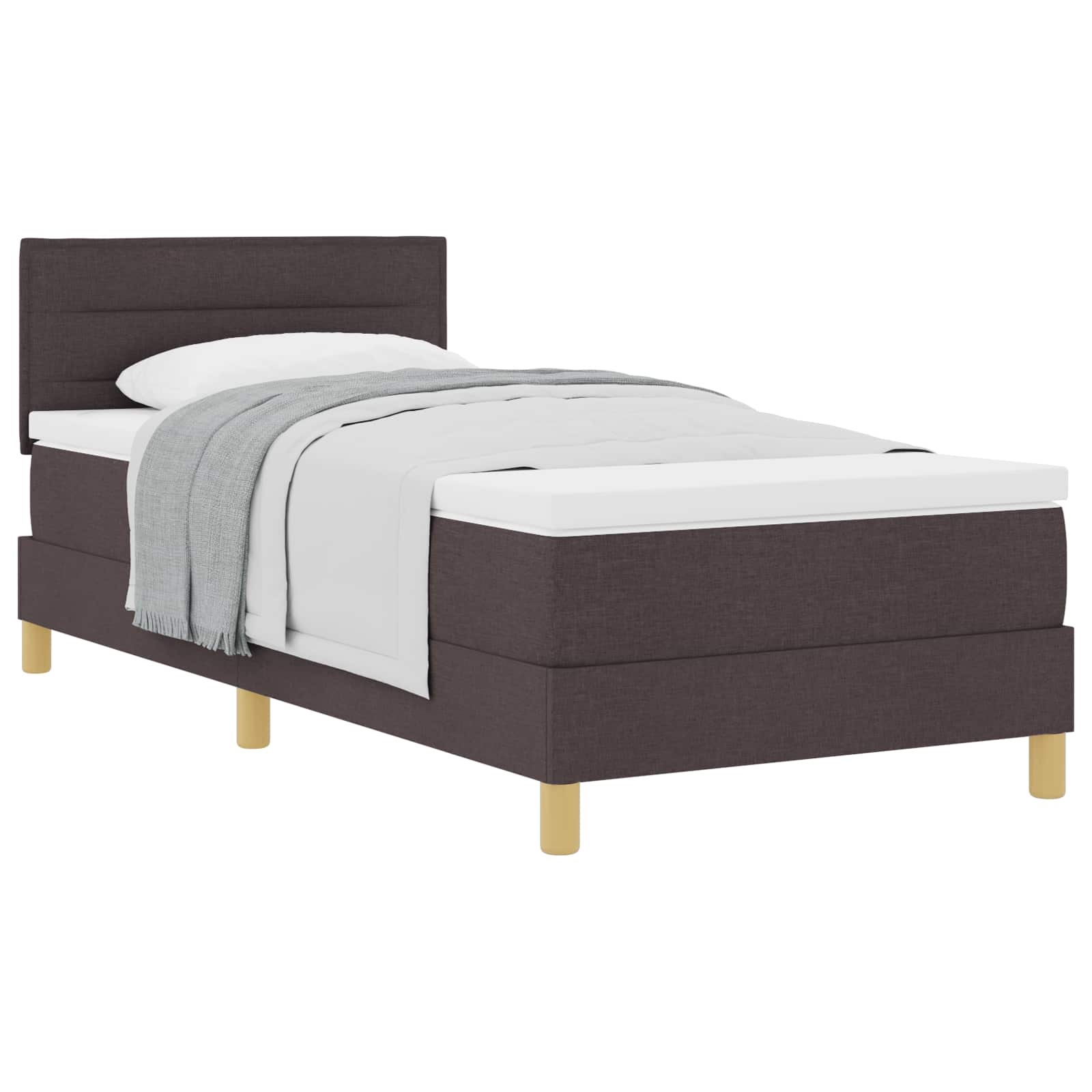 Lit à ressorts avec matelas Marron foncé 100 x 200 cm tissu - XIOS