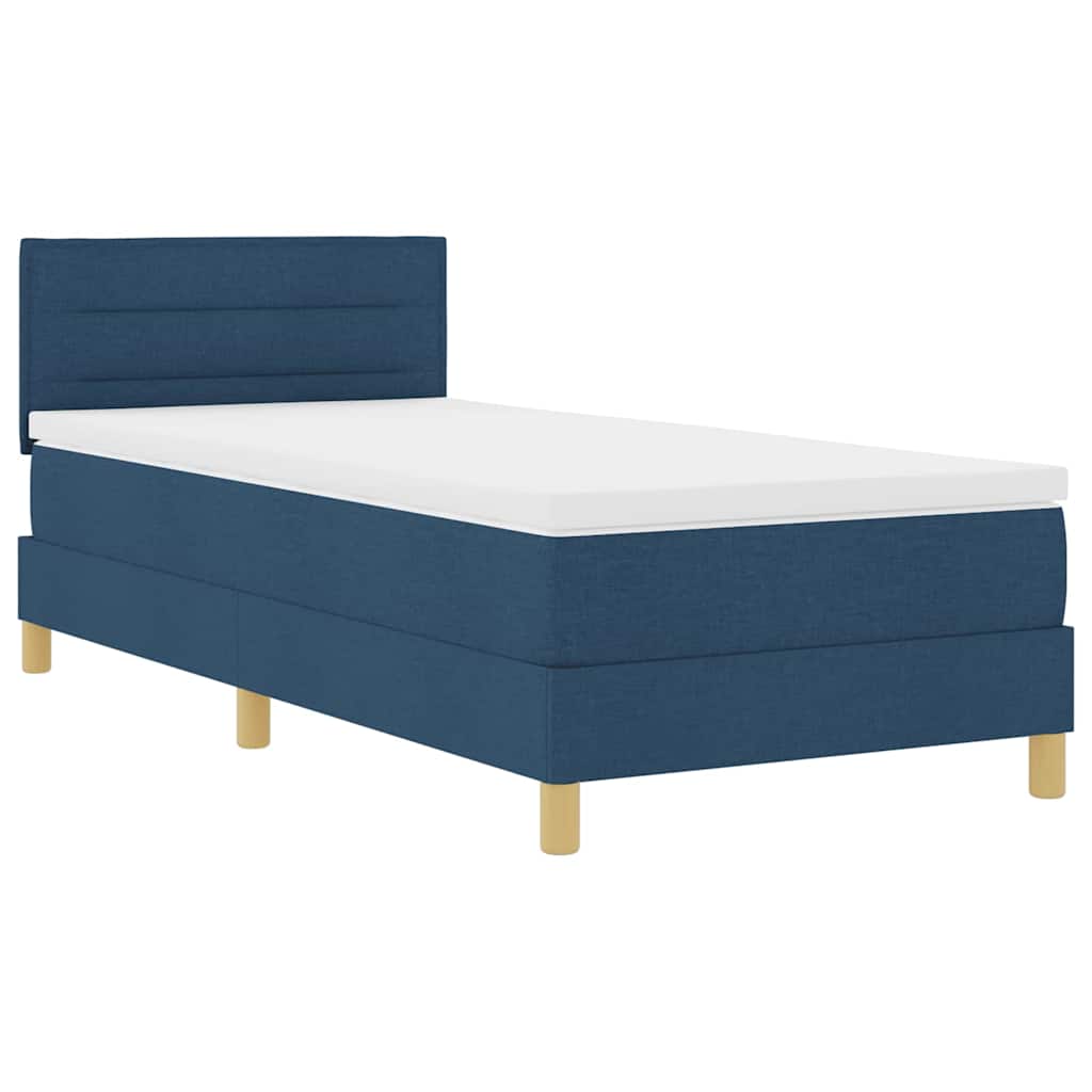 Lit à ressorts avec matelas Bleu 100 x 200 cm tissu - XIOS