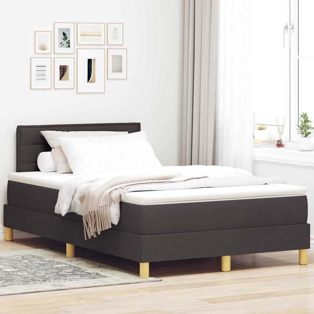 Lit à ressorts avec coussin Marron foncé 120 x 200 cm tissu